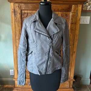 Anthropologie HEI HEI Vegan Leather Jacket in Gray - Sz Small